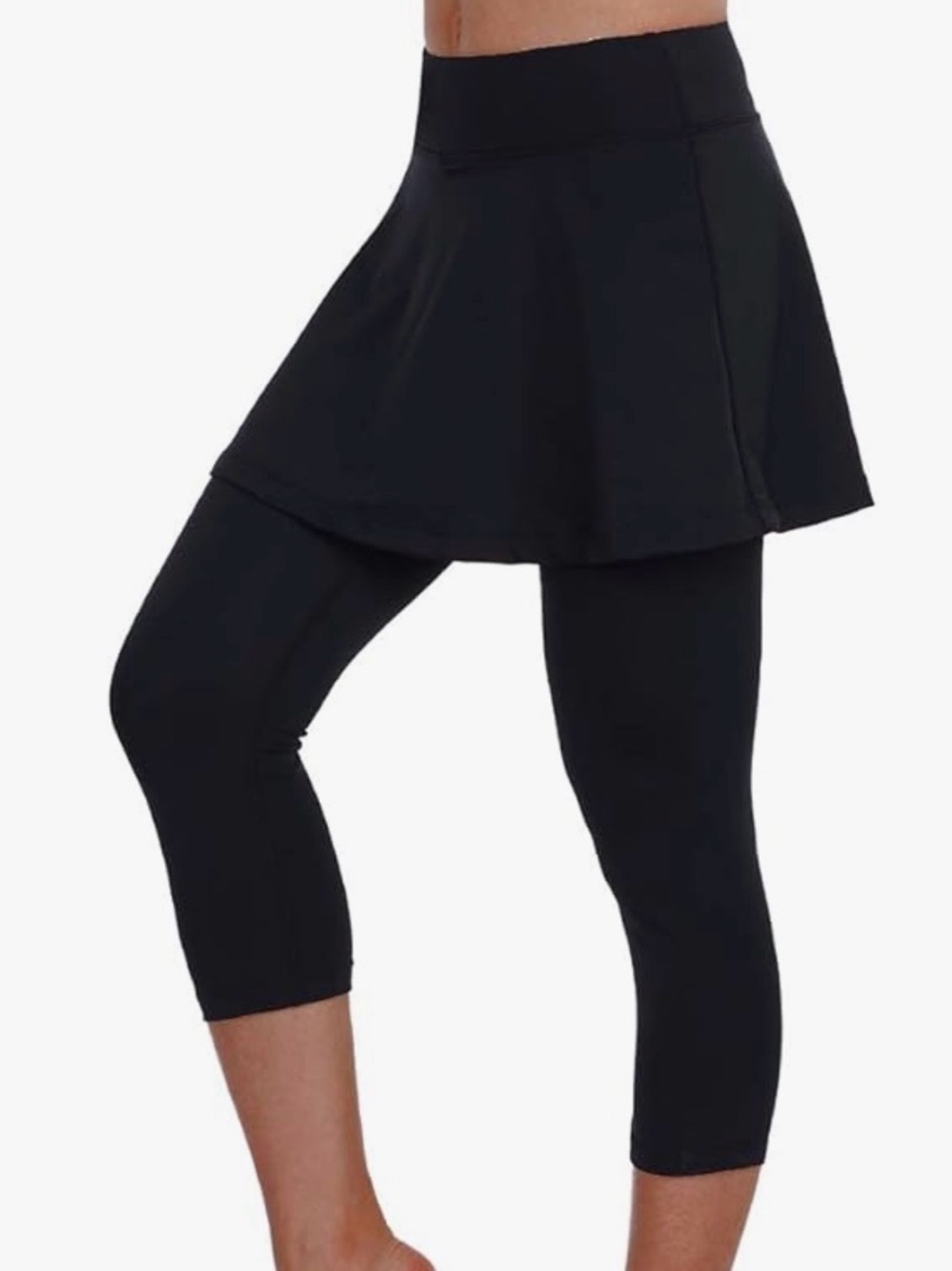 ANIVIVO BLACK SKIRTED LEGGINGS ATHLETIC SKORT TENNIS GOLF WOMENS SZ LARGE